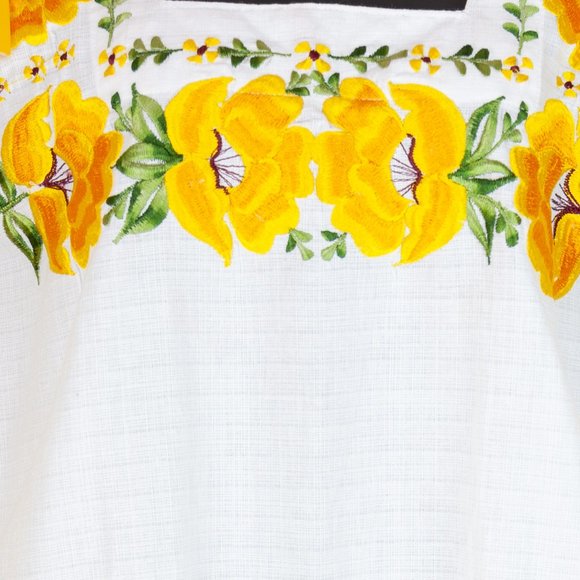 MaryCoco Textiles White Blouse W/ Gold Stitching - Picture 2 of 4